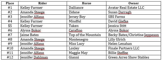 Hunter Horse results