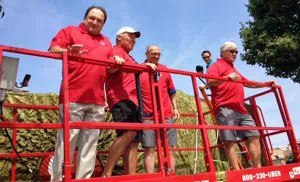 Lou Piccone, Joe DeLamielleure, Don Luce and Rene Robert help with the Chef's Food Truck reveal.