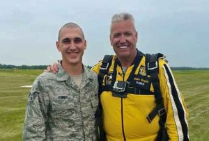 Air Force Reservist Jordan Kinney with Rex Ryan